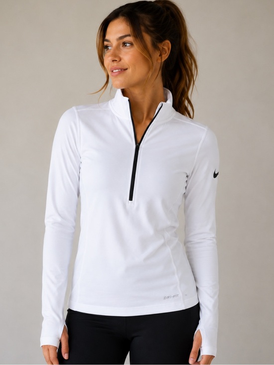 Nike Tops - Nike Pro Dri-FIT Women’s M White Half Zip Running Pullover